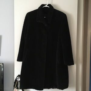 AGNONA Black Alpaca Spazzolino Teddy Bear Oversized Coat M to L